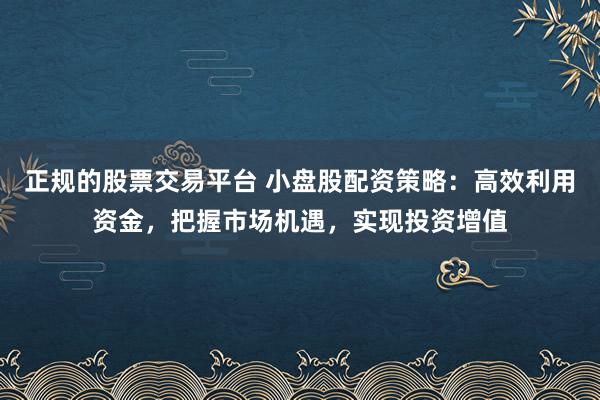 正规的股票交易平台 小盘股配资策略：高效利用资金，把握市场机遇，实现投资增值
