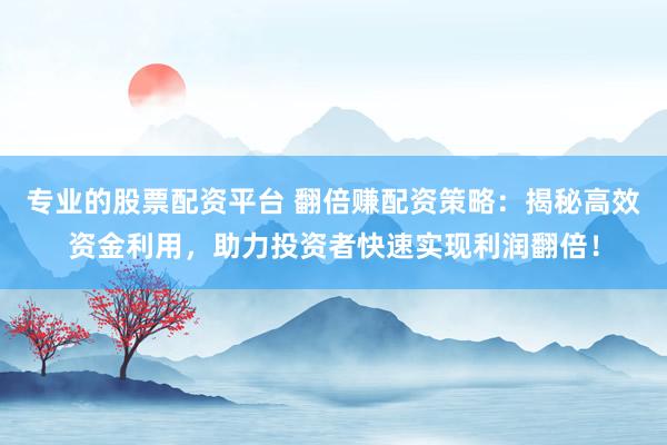 专业的股票配资平台 翻倍赚配资策略：揭秘高效资金利用，助力投资者快速实现利润翻倍！