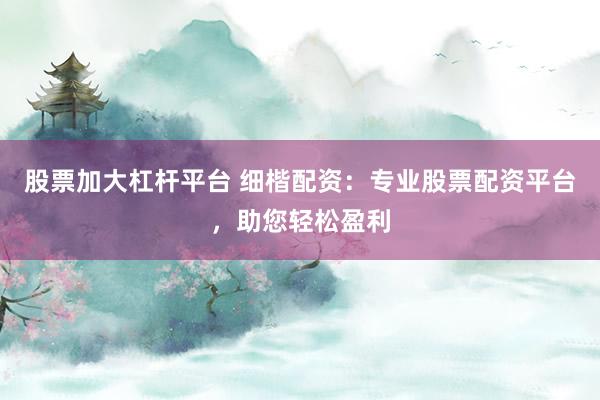 股票加大杠杆平台 细楷配资：专业股票配资平台，助您轻松盈利