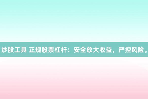 炒股工具 正规股票杠杆：安全放大收益，严控风险。