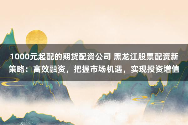 1000元起配的期货配资公司 黑龙江股票配资新策略：高效融资，把握市场机遇，实现投资增值